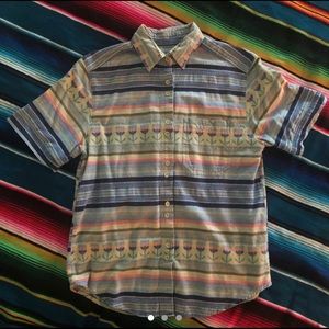 Vintage Short-Sleeve Button Down w/ Floral Design